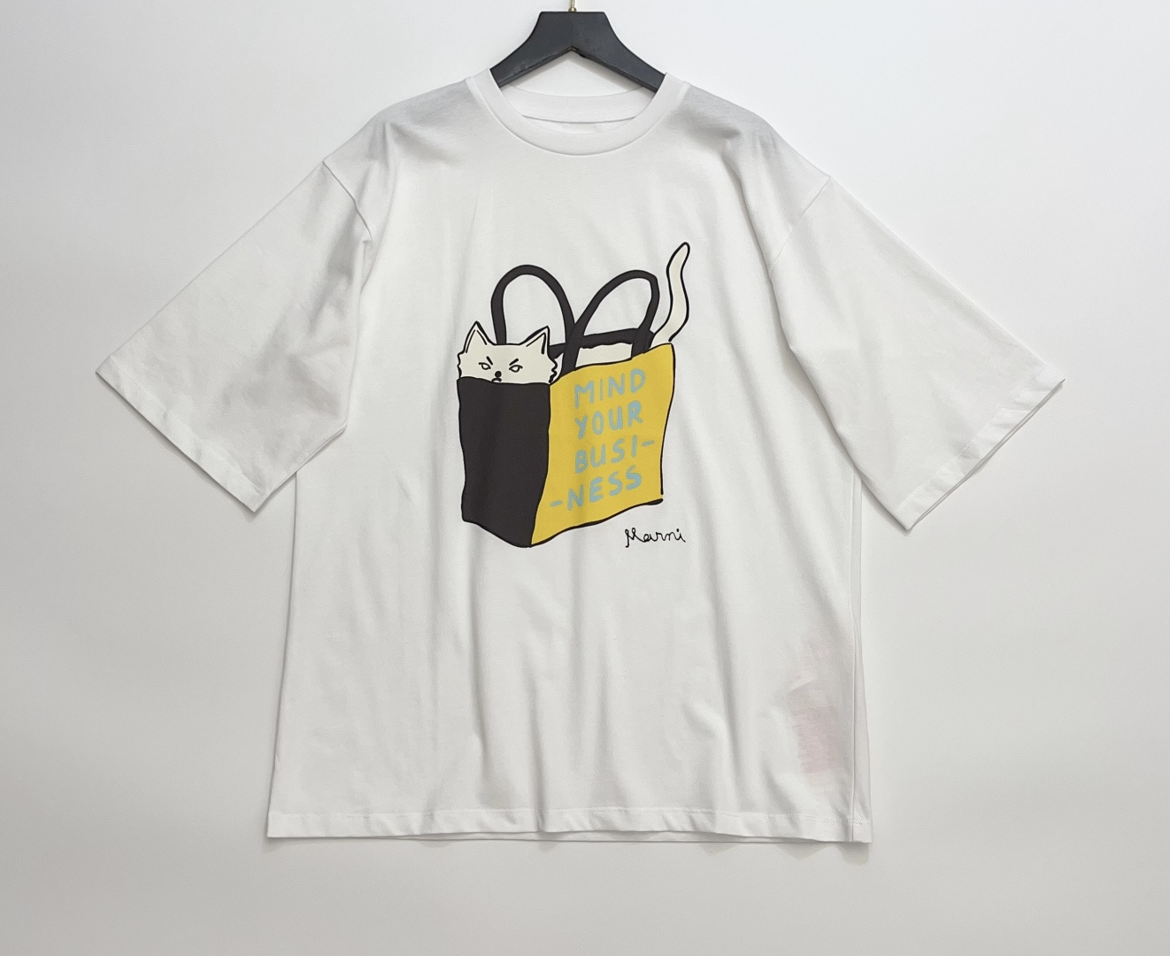 Marni Cat Print Loose Fit Short Sleeve T-Shirt
