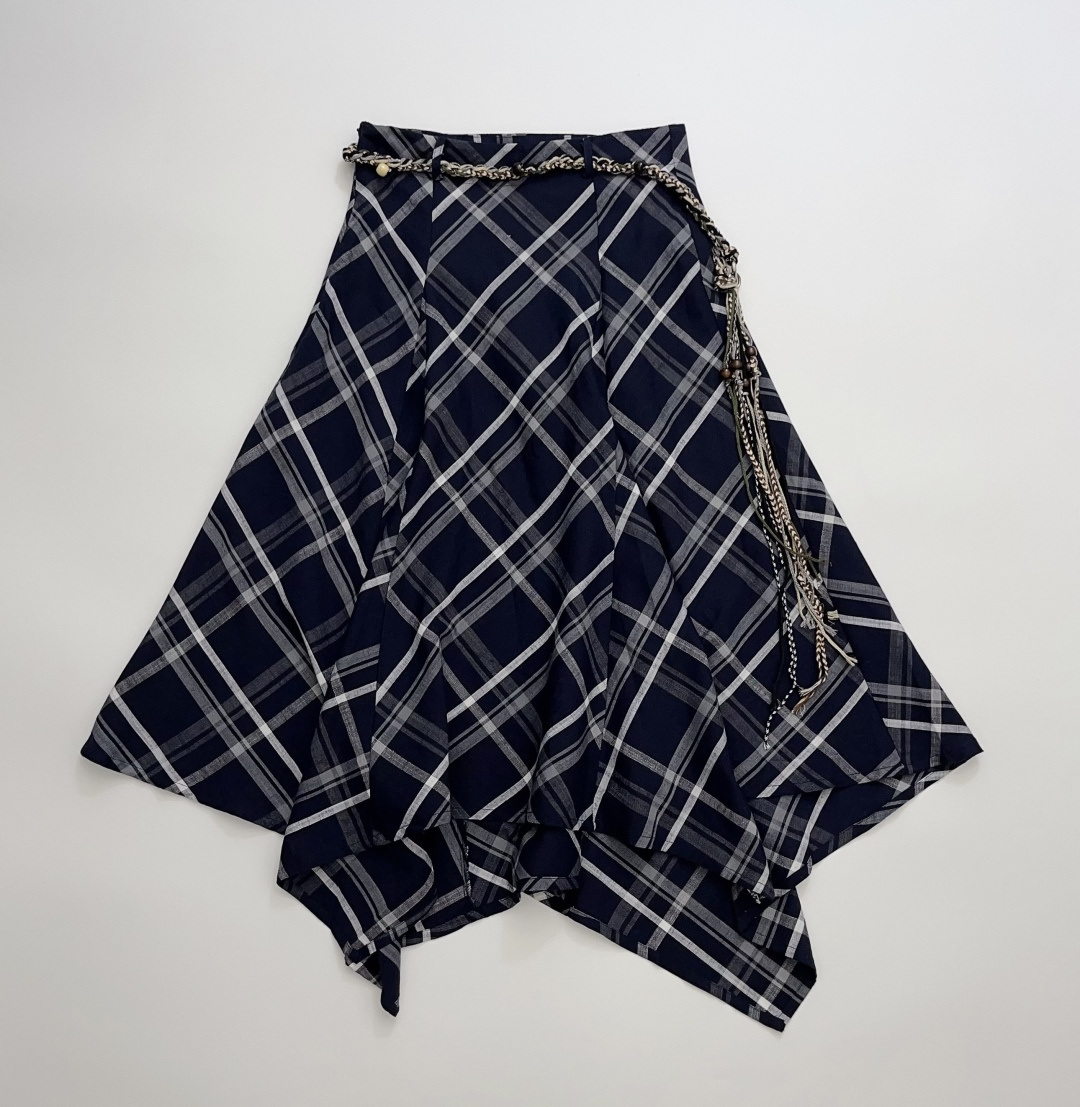 Irregular Plaid High-Waisted A-Line Skirt