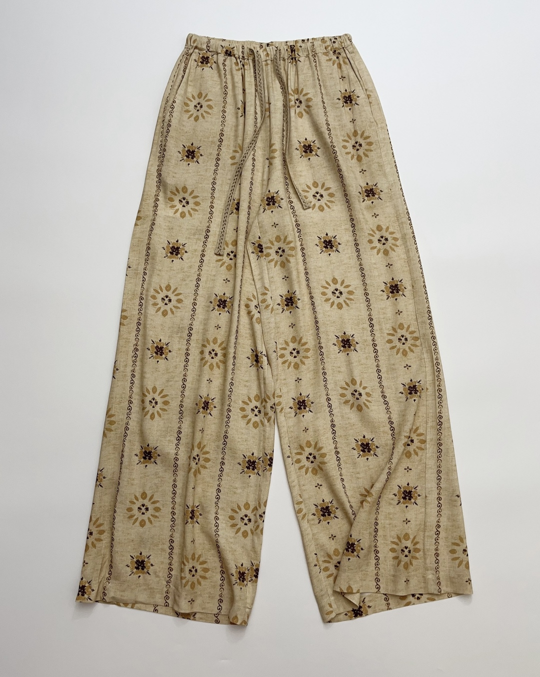 ICE DUST Early Spring New Collection Wallpaper Vintage Mottled Print Elastic Waist Casual Trousers