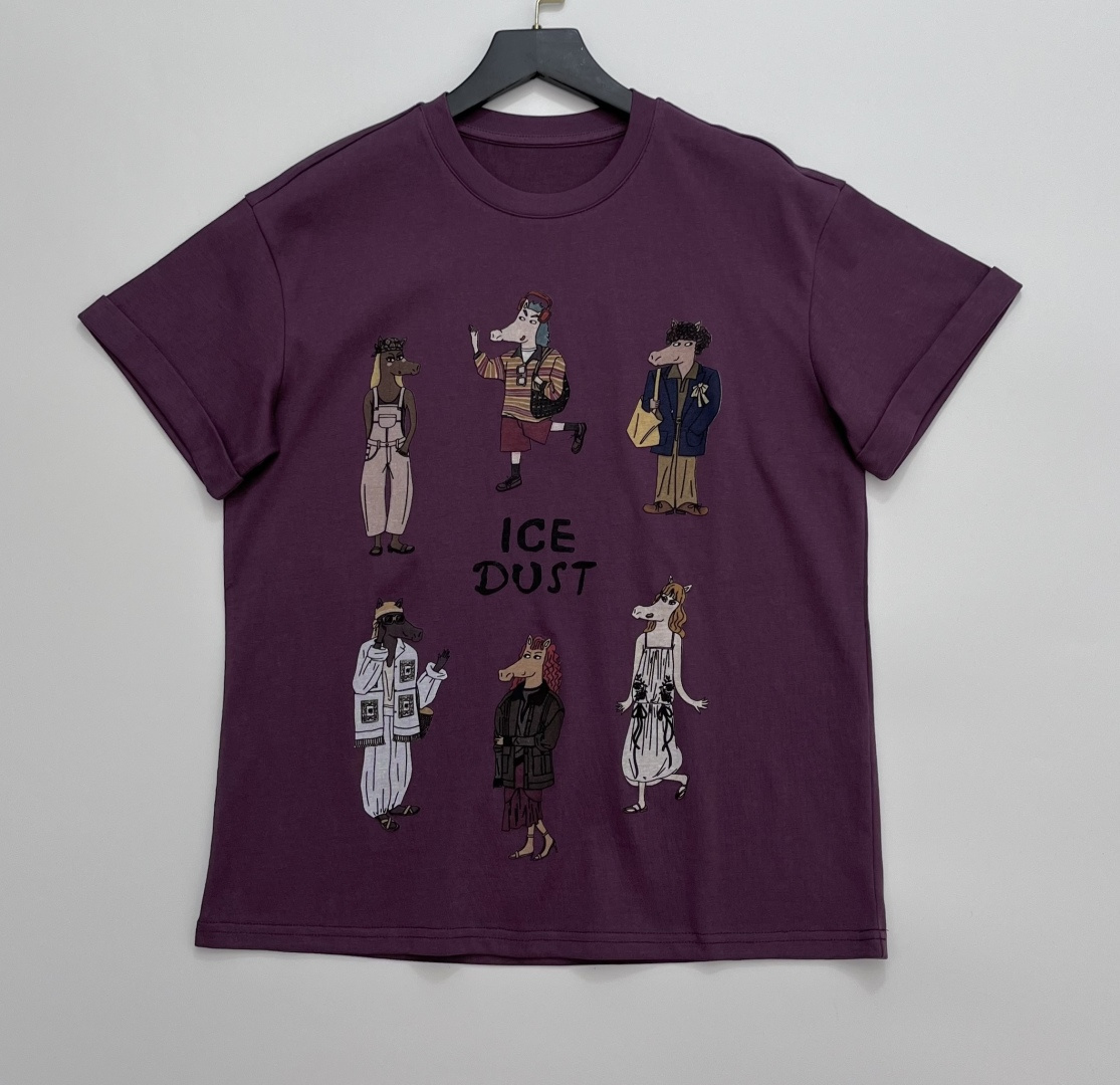 ICE DUST Pianerchuan Print Crew Neck Short Sleeve T-Shirt