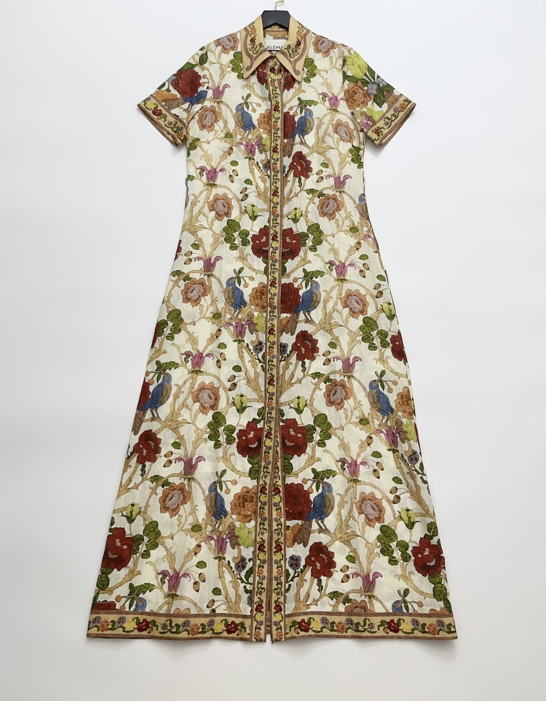 Alémais Elegant Print Tie-Waist Shirt Long Dress