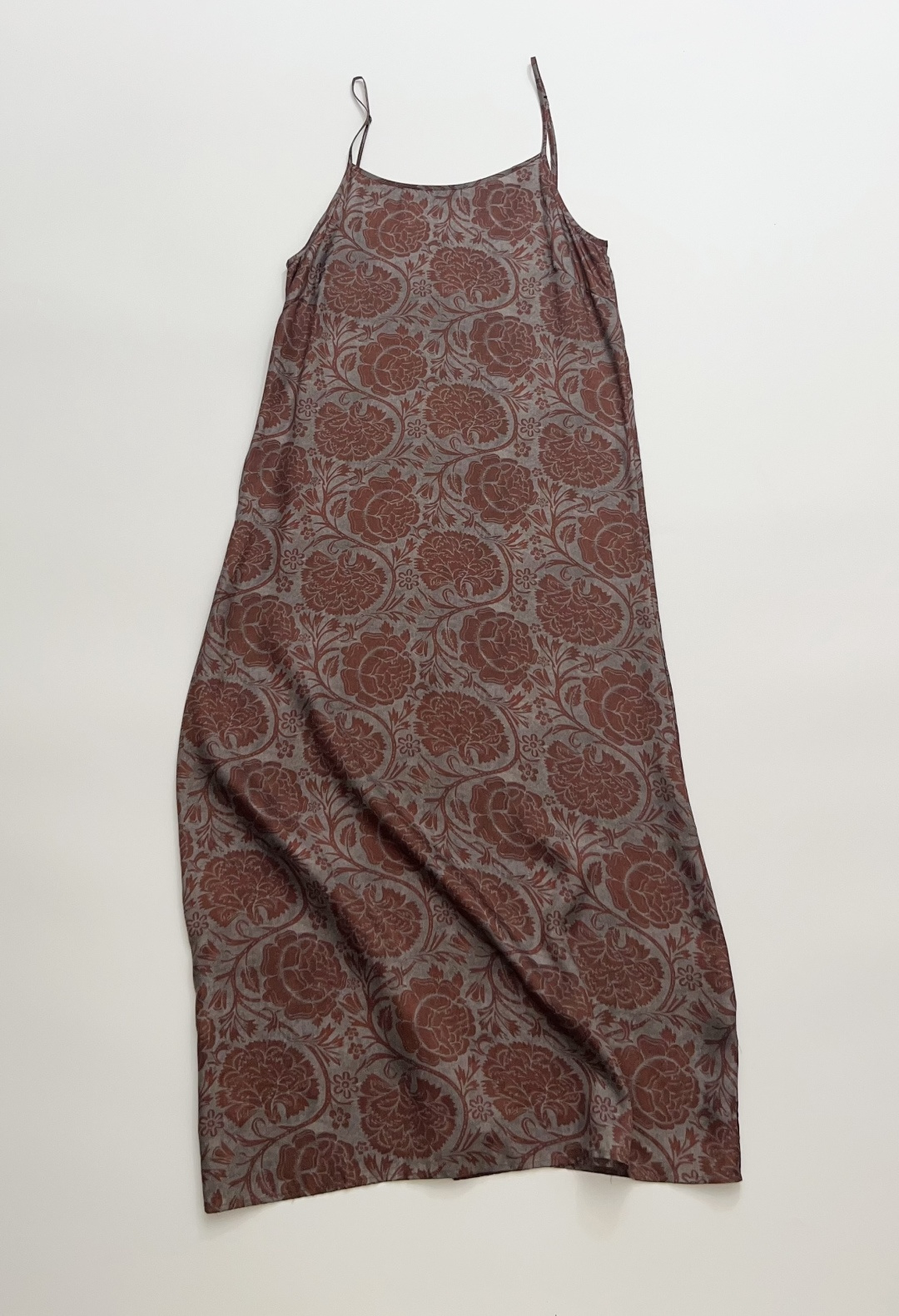 UMA Cupro Floral Print Spaghetti Strap Maxi Dress