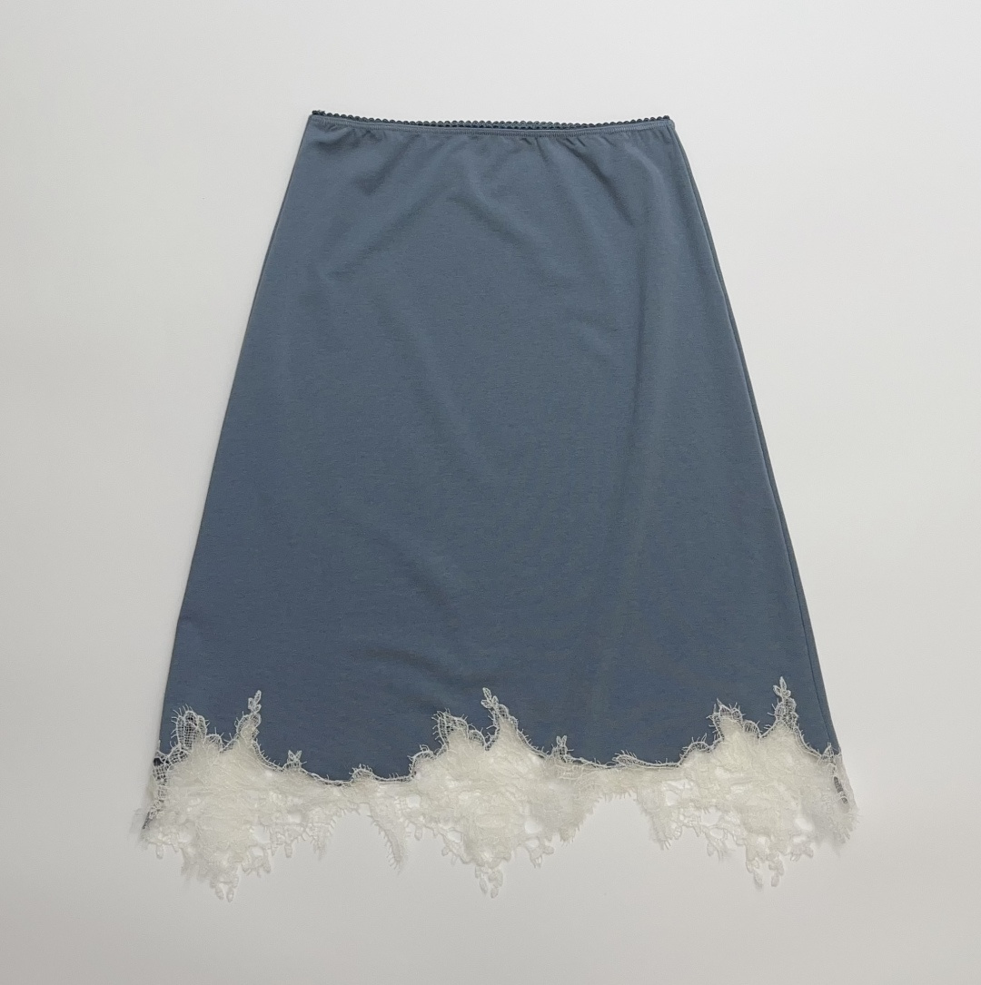 Time Casual Elastic Lace Patchwork Midi Skirt