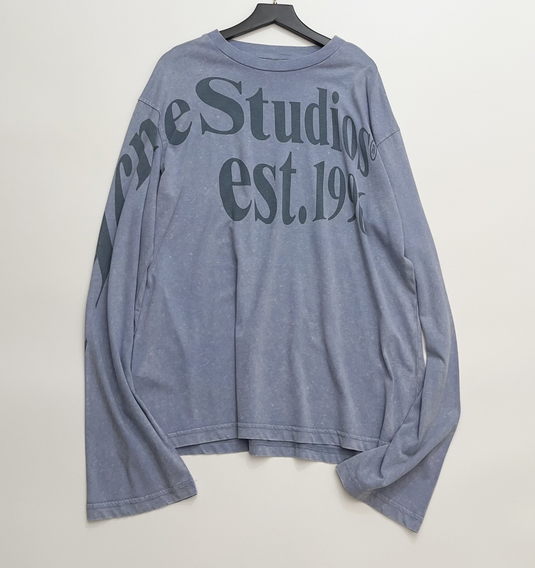 Acne Studios Washed Distressed Letter Print Loose Long Sleeve T-Shirt 2026 Spring/Summer