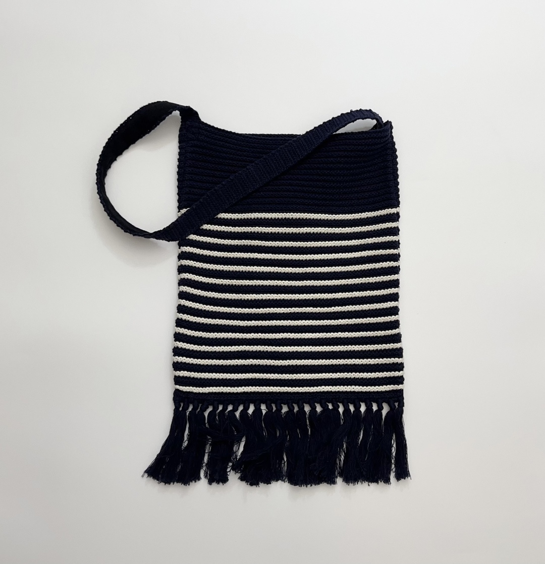 Hand Woven Striped Tassel Shoulder Crossbody Bag