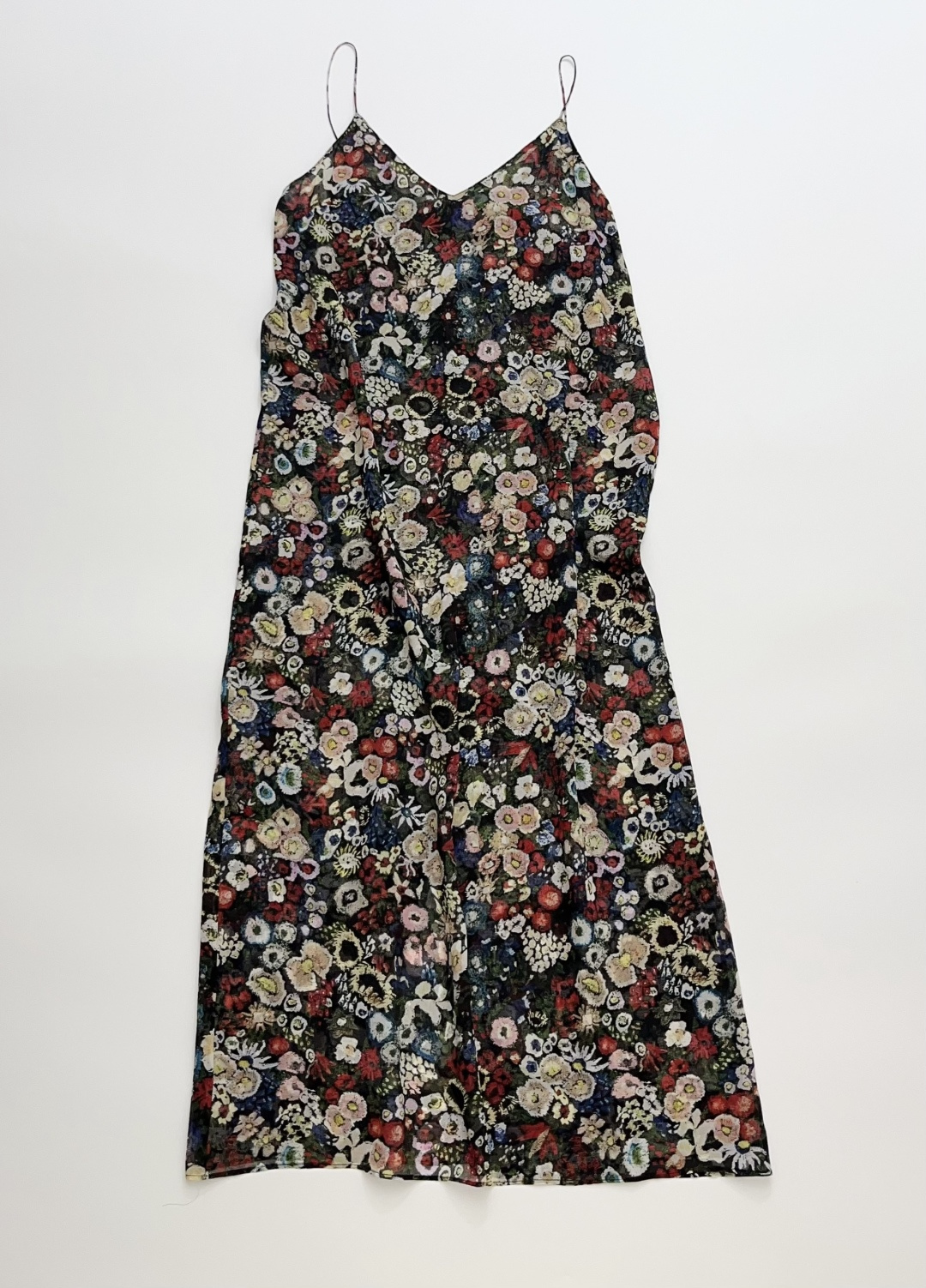 Khaite Spring/Summer 26 Silk Deep V-Neck Backless Spaghetti Strap Floral Dress