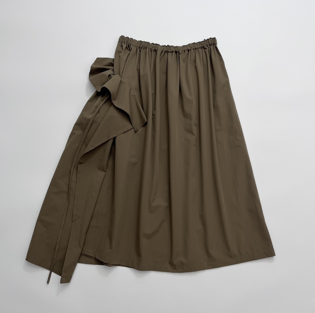 Y's by Yohji Yamamoto Deconstructed Ruffle Asymmetric Shirred Midi Skirt