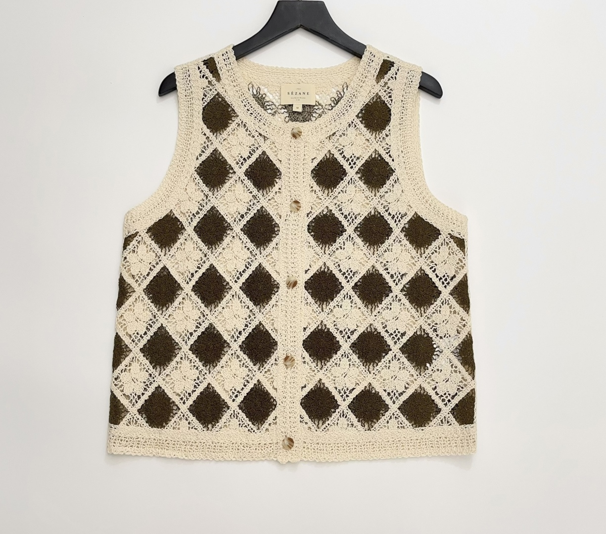 Sézane Argyle Color-block Vest Cardigan