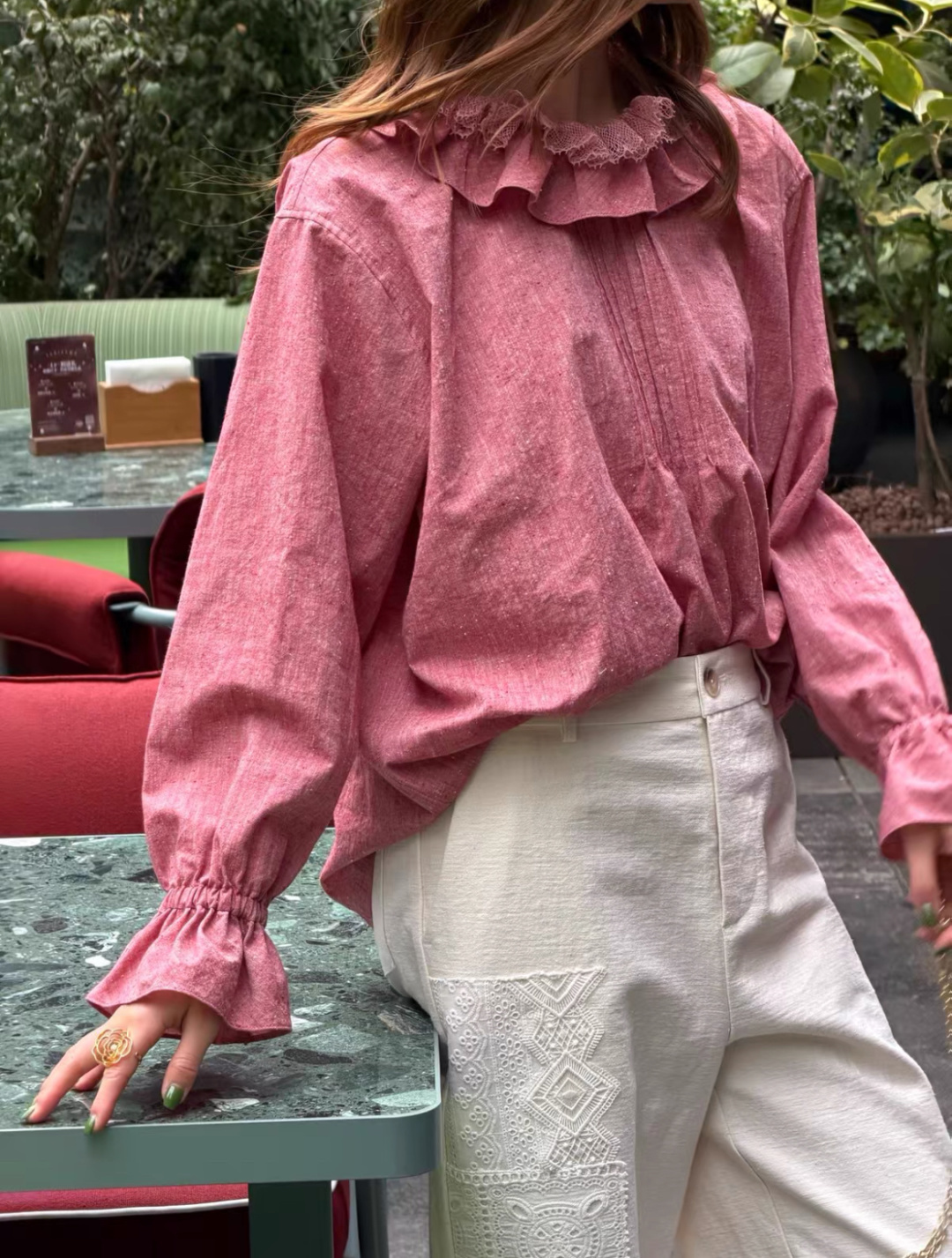 Japanese Style Scalloped Collar Pure Cotton Blouse