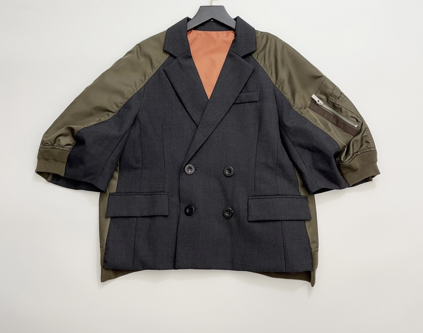 Sacai 2026 Spring/Summer Paneled Double-Breasted Suit Collar Jacket