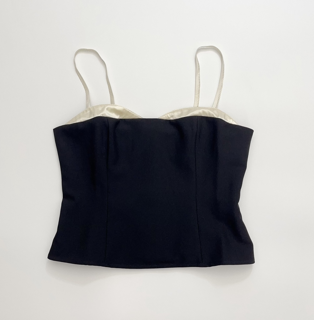 Reformation Melanie Sweetheart Neckline Top Faux Two-Piece Patchwork Camisole