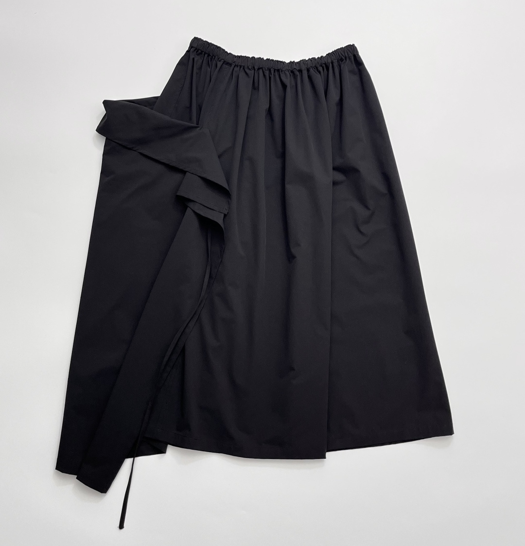 Yohji Yamamoto Deconstructed Ruffle Asymmetrical Ruched Midi Skirt