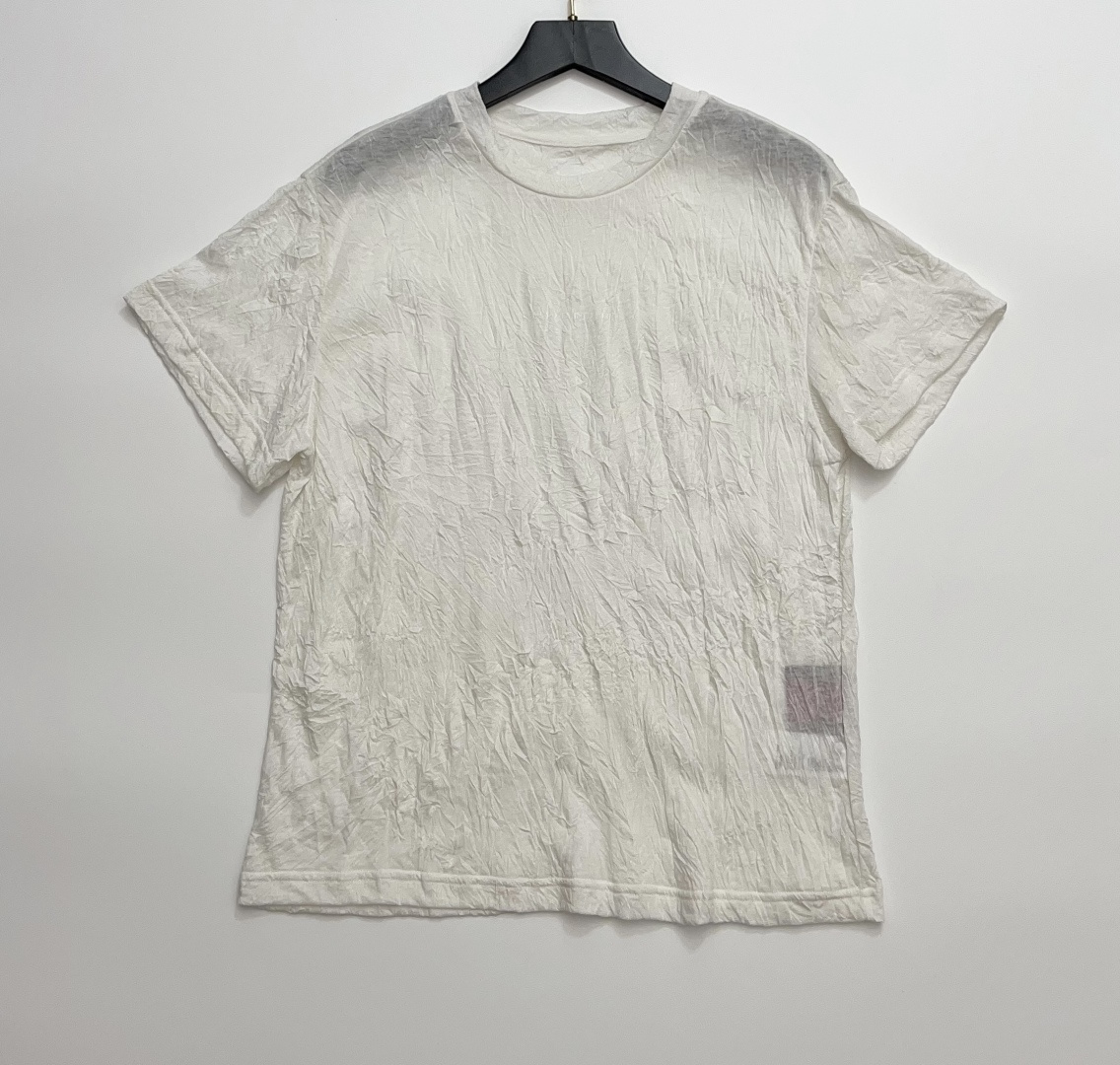 Minimalist Textured Pleated Lightweight Breathable Short-Sleeve T-Shirt