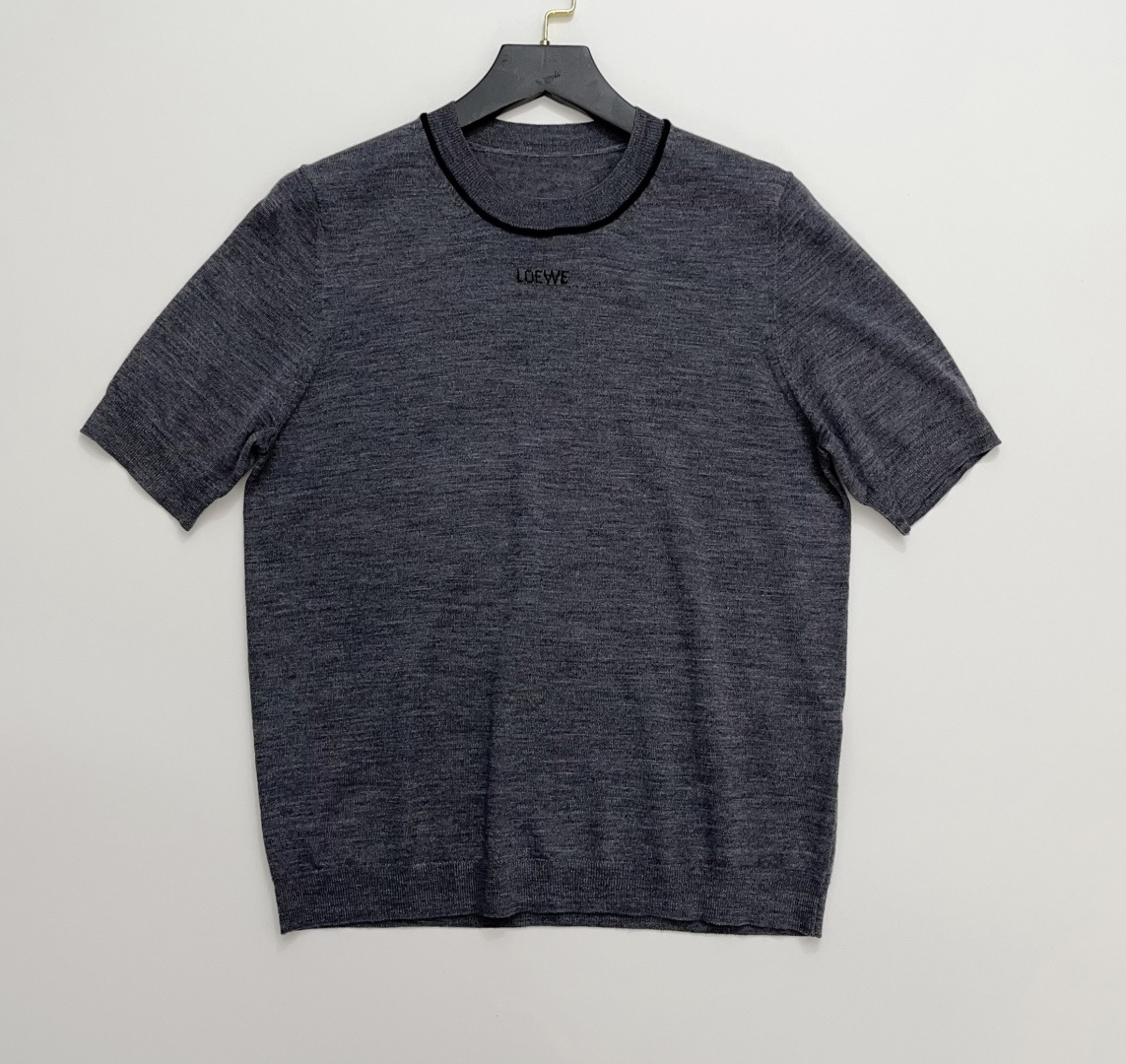 Loewe Thin Knit Round Neck Short Sleeve T-Shirt