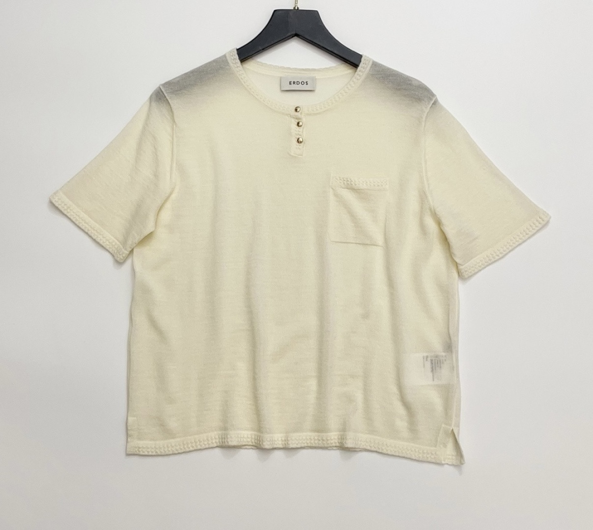 Erdos Crew Neck Henley Knit Short Sleeve T-Shirt