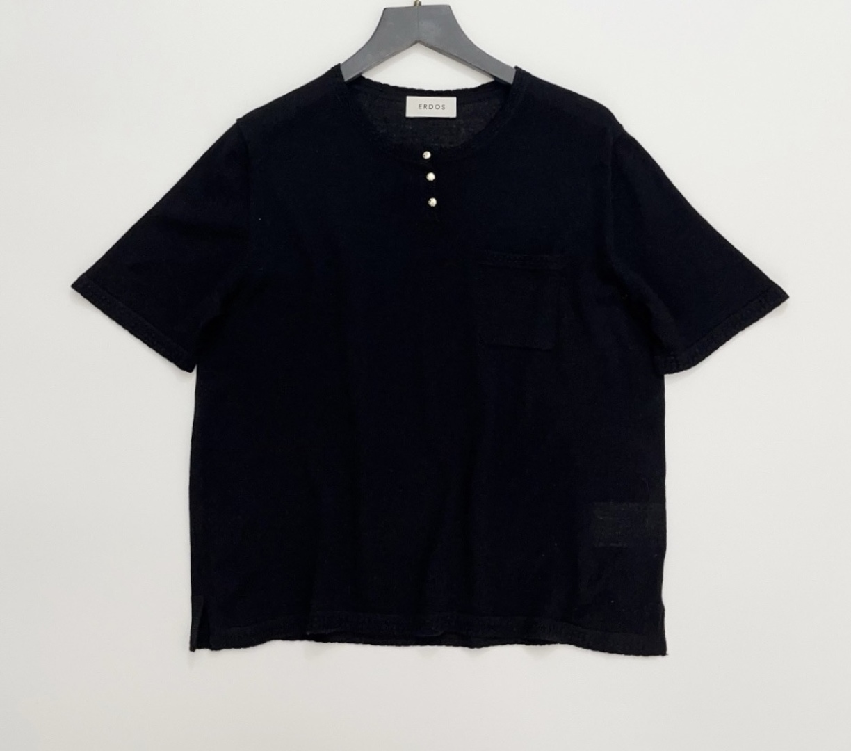 Erdos Crew Neck Henley Knit Short Sleeve T-Shirt