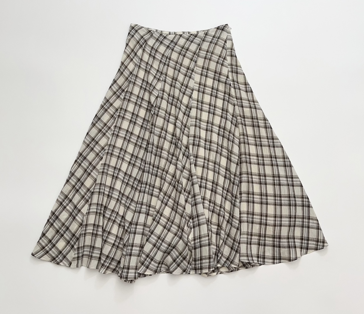 Plaid Bubble Cotton A-Line Skirt with Lining
