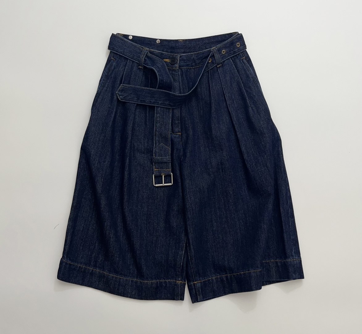 Dries Van Noten High-Waist Belted Wide-Leg Denim Cropped Pants