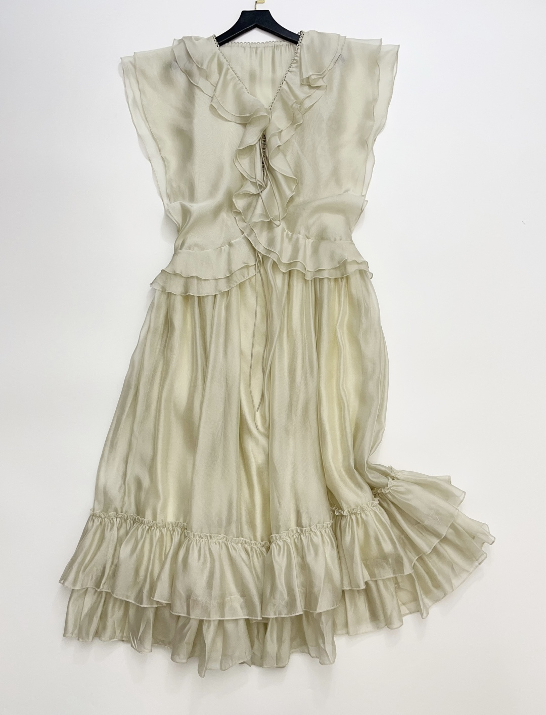 Cello Sonata Acetate Ruffle Hem Dress