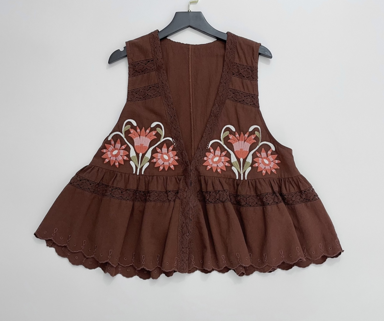 Free People Floral Embroidered V-Neck Sleeveless Top