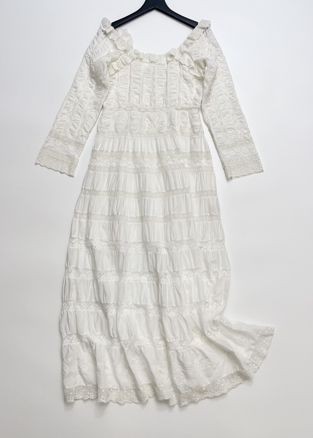 Dôen Anneliese French Organic Cotton Lace Patchwork Nine-Sleeve Dress