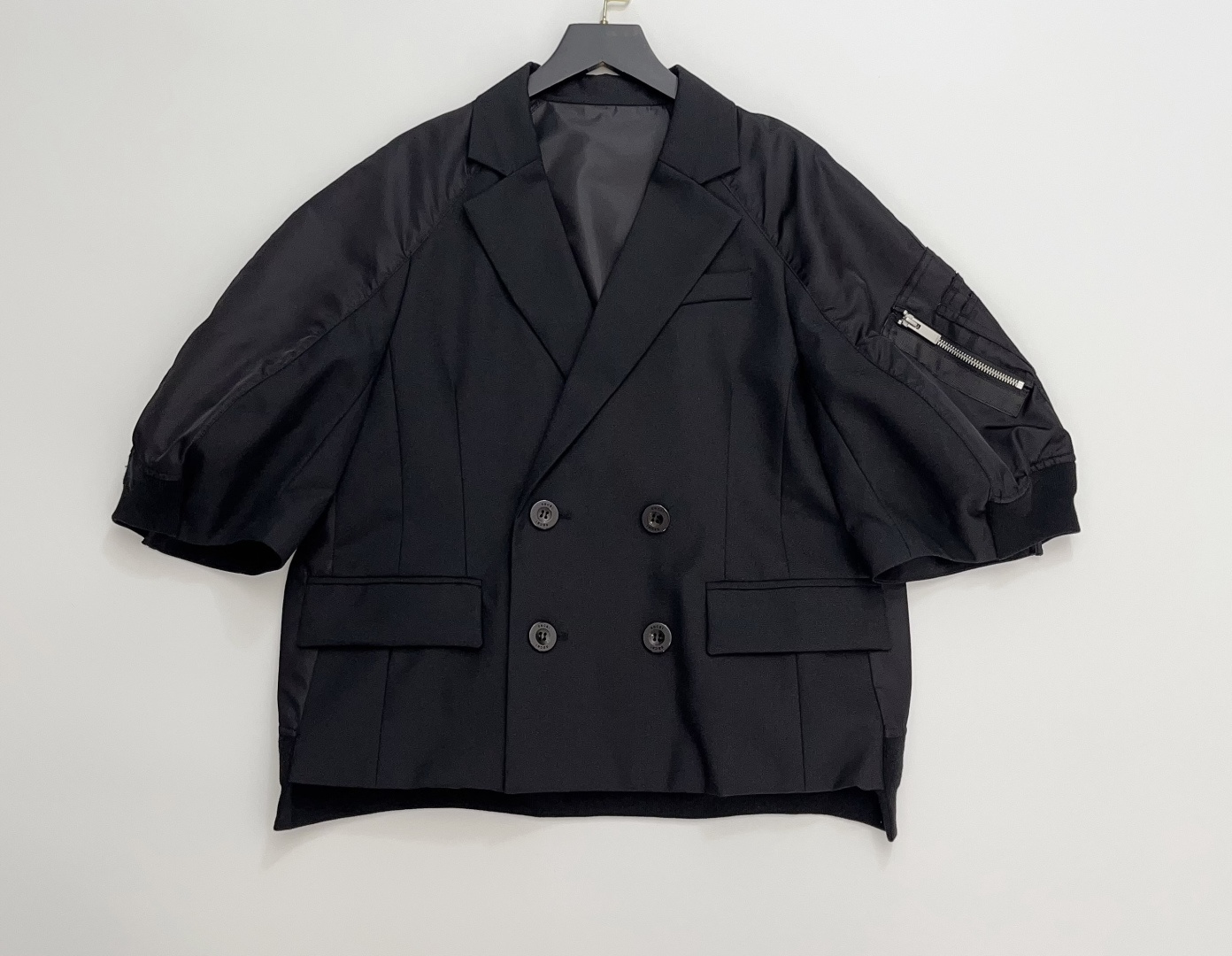 Sacai Spring/Summer 26 Patchwork Double-Breasted Suit Collar Coat