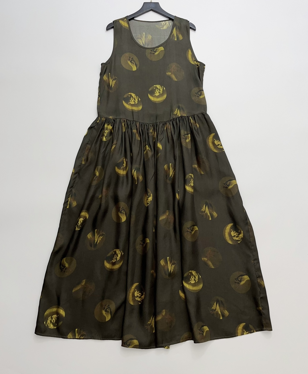 UMA Cupro Polka Dot Print Sleeveless Maxi Dress