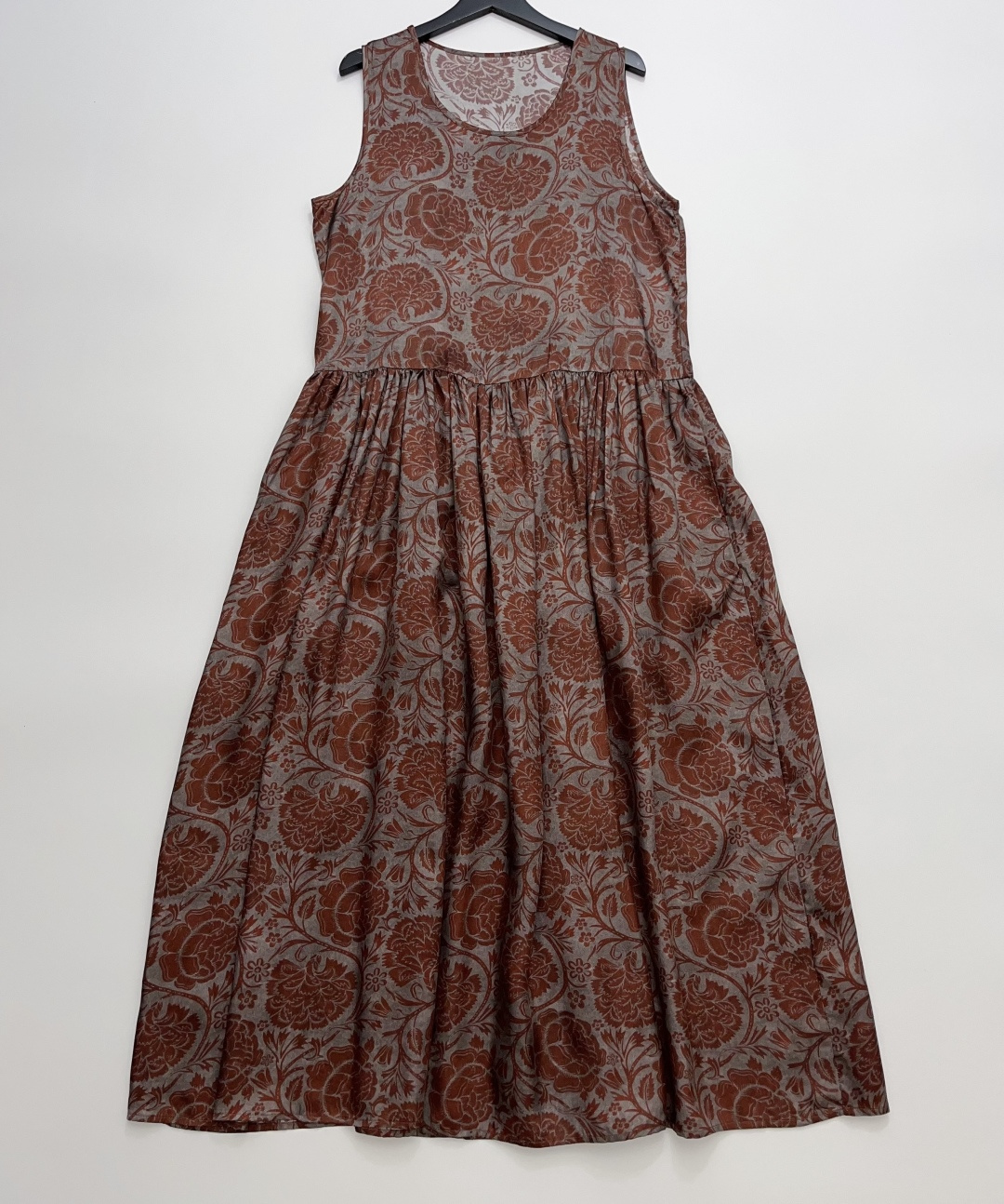 UMA Cupro Floral Print Sleeveless Maxi Dress