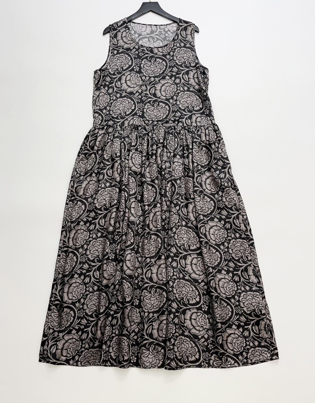 UMA Cupro Floral Print Sleeveless Maxi Dress