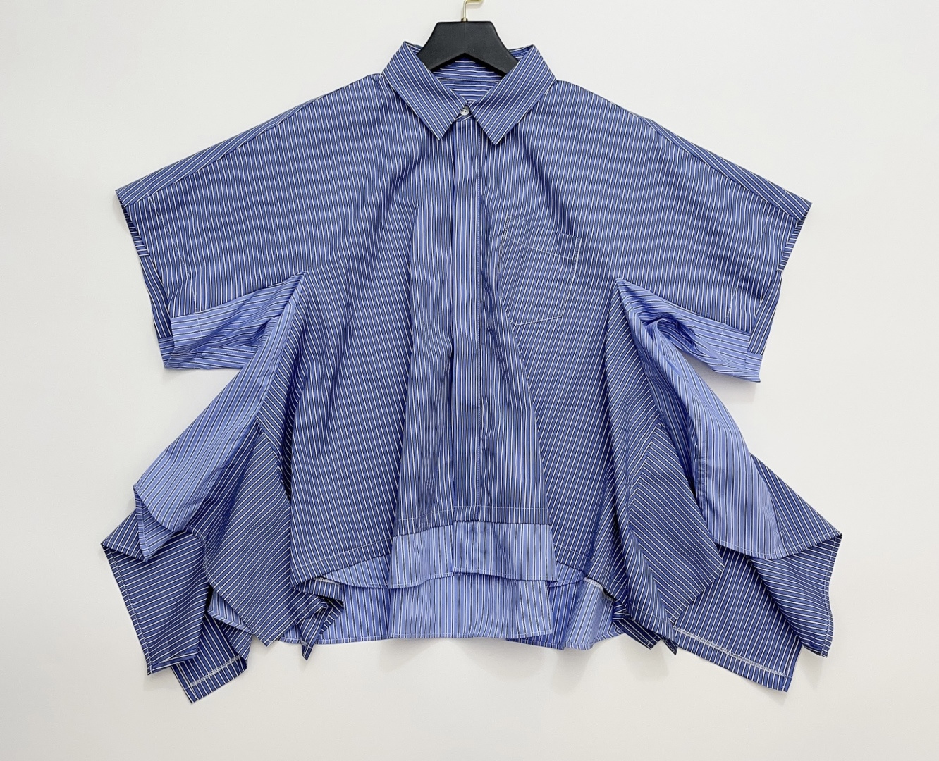 Sacai Minimalist Chic Heavy Patchwork Irregular Polo Collar Design Shirt