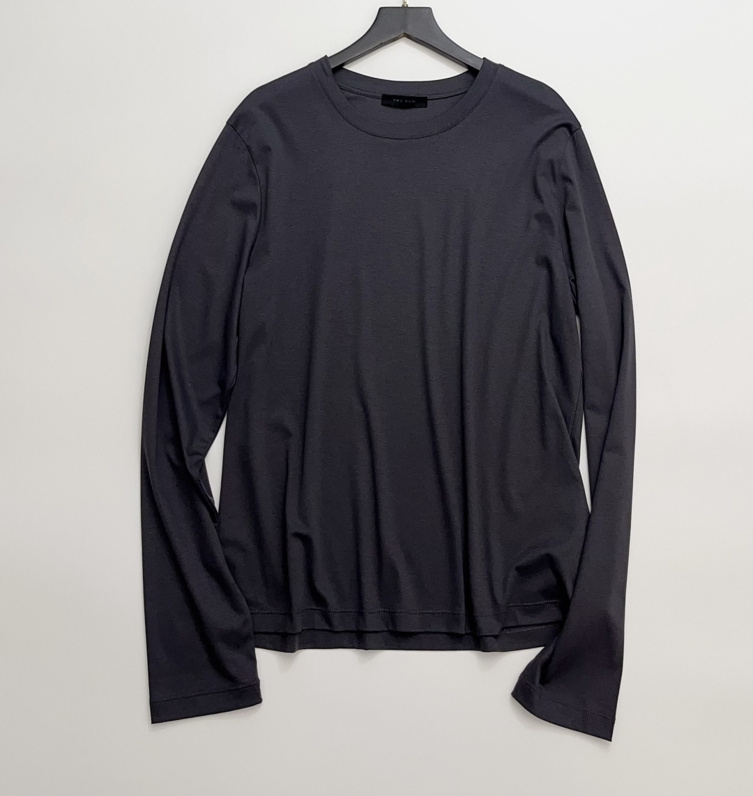 The Row Minimalist Solid Color Round Neck Long Sleeve Loose T-Shirt Top