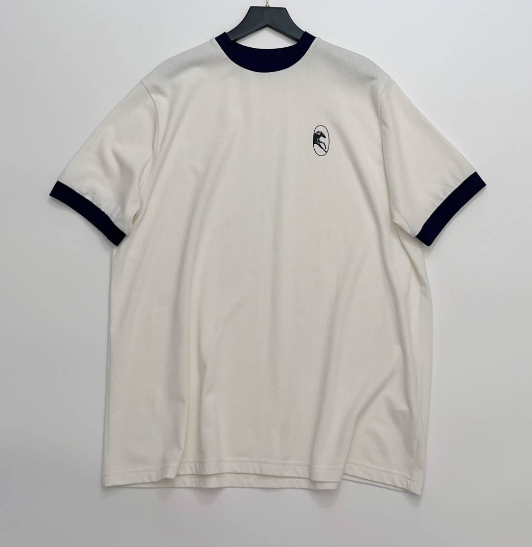 Sleeper Vintage Horse Print Organic Cotton Colorblock Round Neck Loose Short-Sleeve T-Shirt