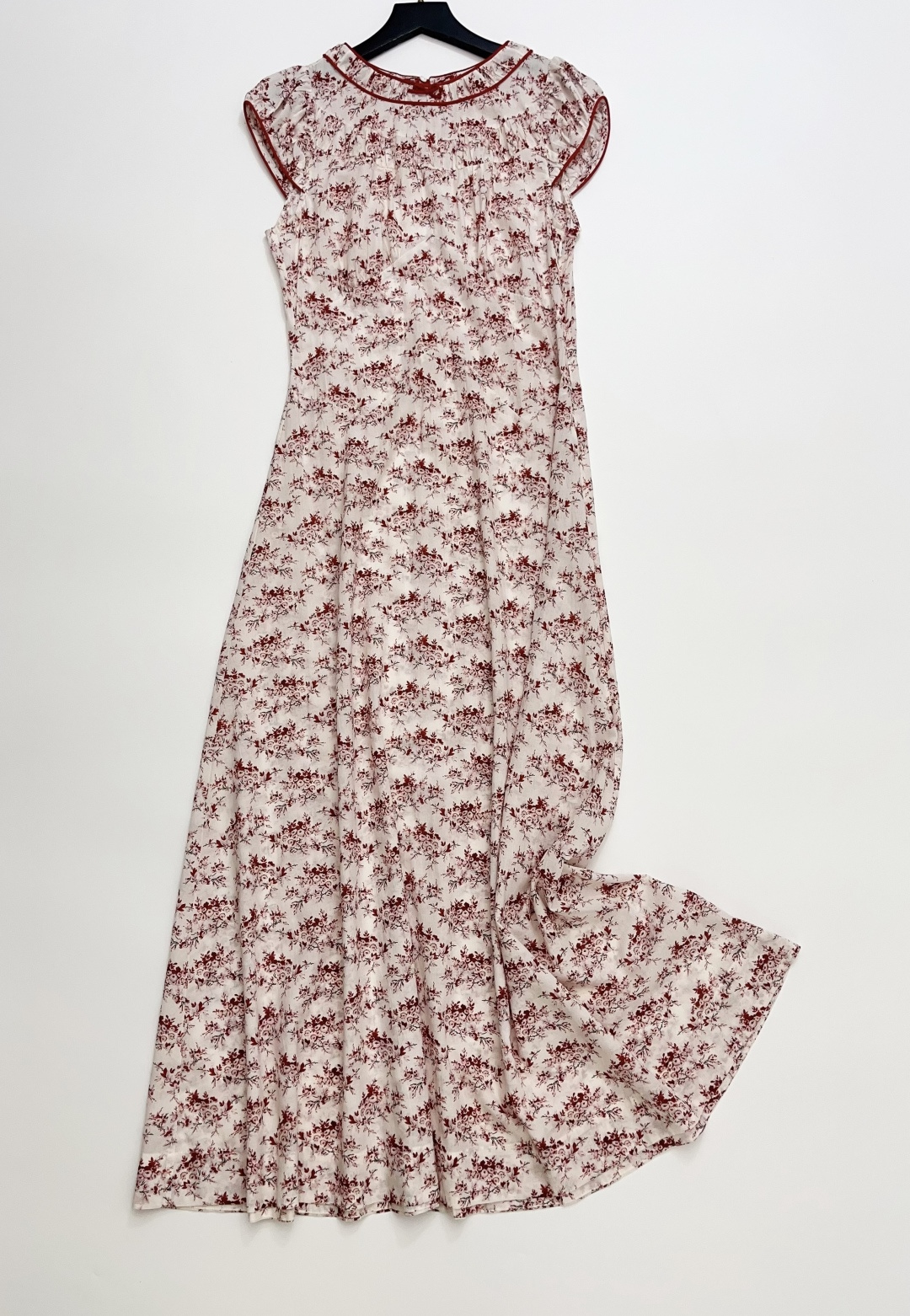 Dôen Raphaela Vintage Floral Print Crew Neck Short-Sleeve Dress