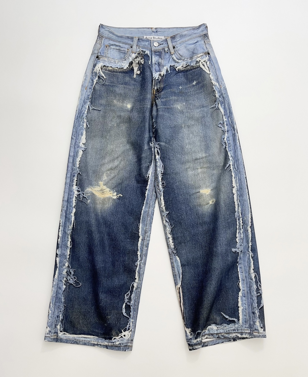 Acne Studios 1981 Trompe L'oeil Print Loose Low-Waist Wide-Leg Jeans