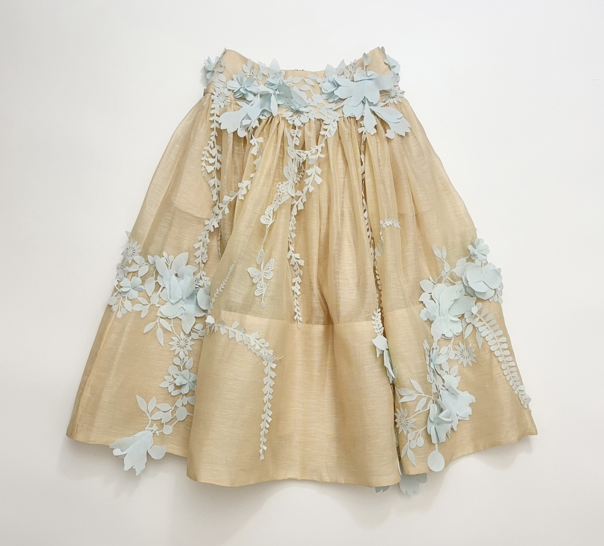 Zimmermann Handmade Butterfly Appliqué High-Waist Resort Skirt