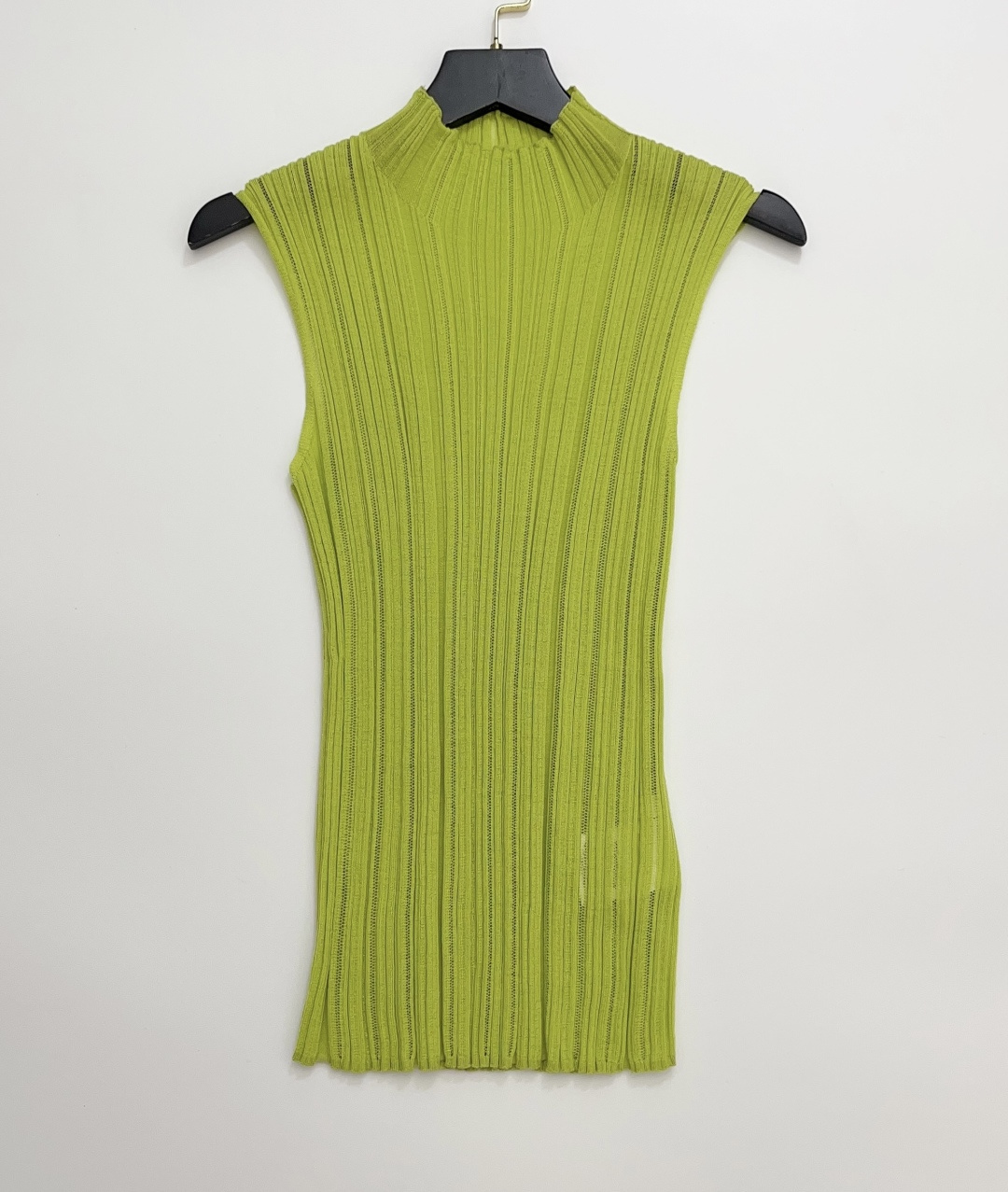 Ribbed High Neck Sleeveless Knit Top