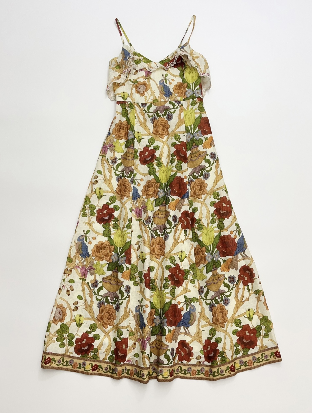 Alémais Linen Persian Garden Embroidered Print Camisole Dress