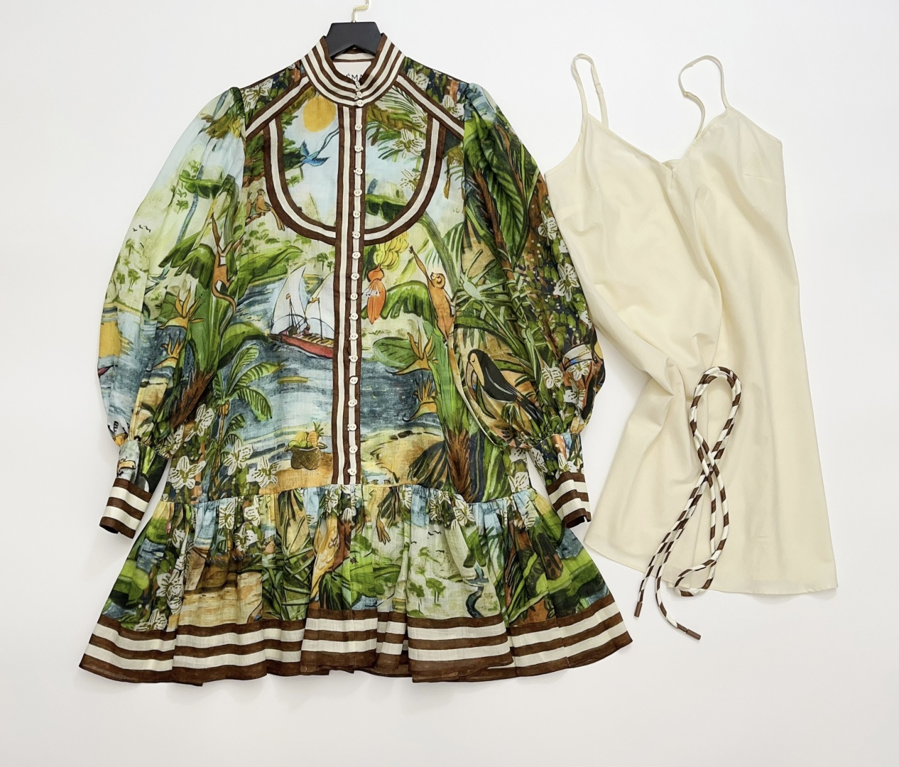Alémais Toucan Tango Jungle Print Stand Collar Mini Dress