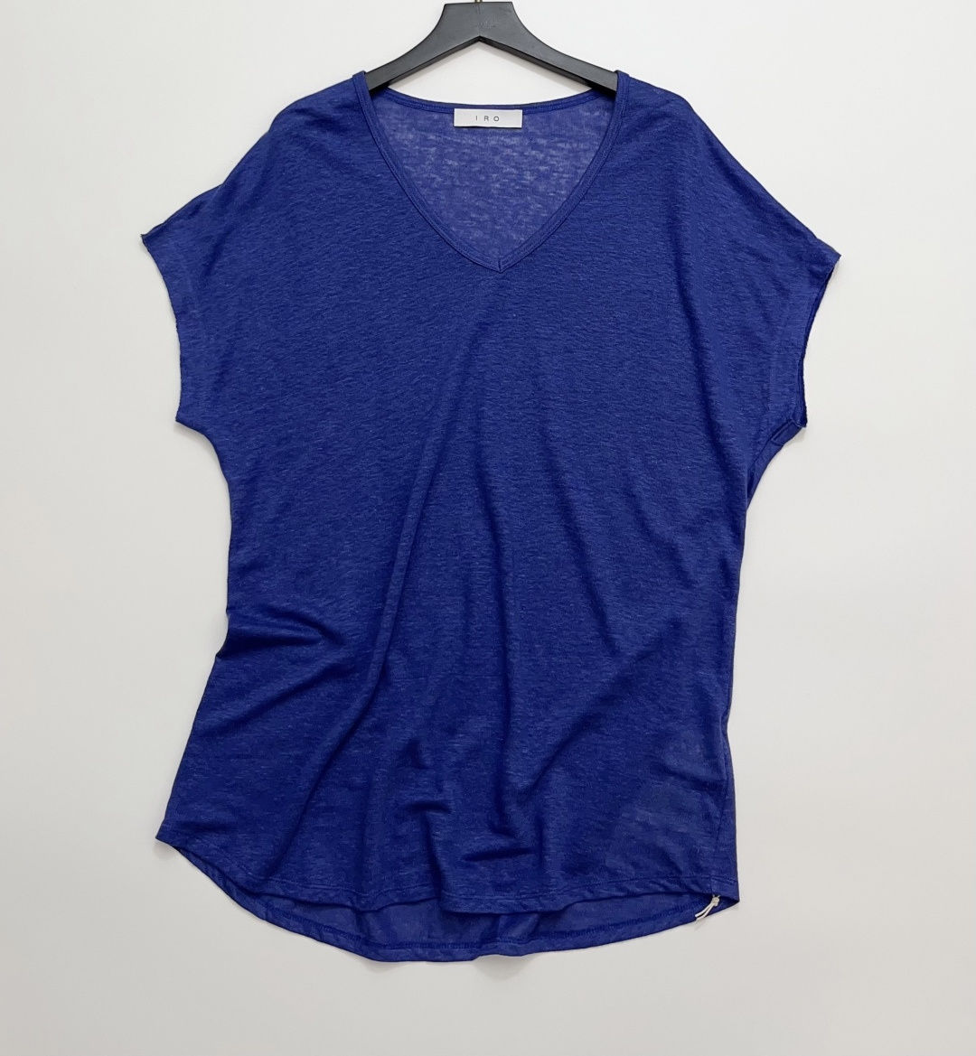 IRO Draped Linen V-Neck Relaxed Fit Short Sleeve T-Shirt
