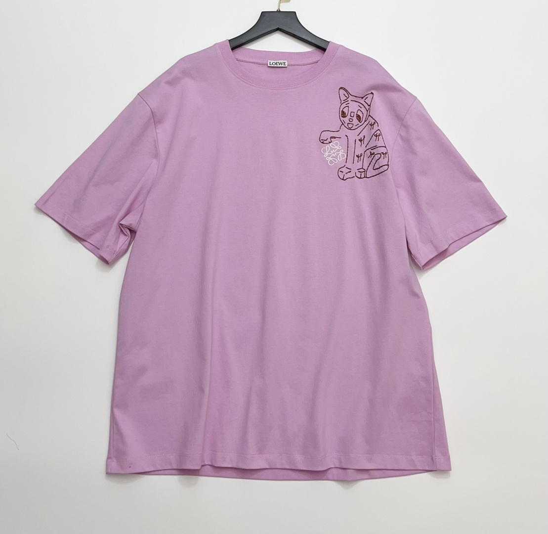 Loewe Cat Embroidered Relaxed Fit Short Sleeve T-Shirt