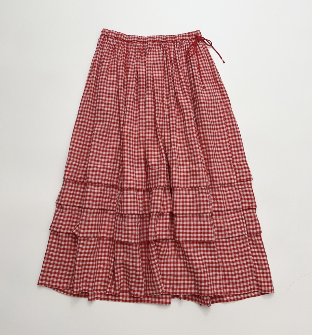 Japanese Red Plaid Comfortable Long Skirt