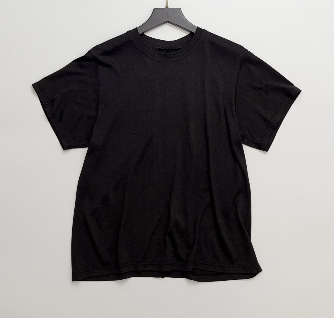 The Row Charcoal Grey Simple Solid Color Round Neck Short Sleeve T-Shirt