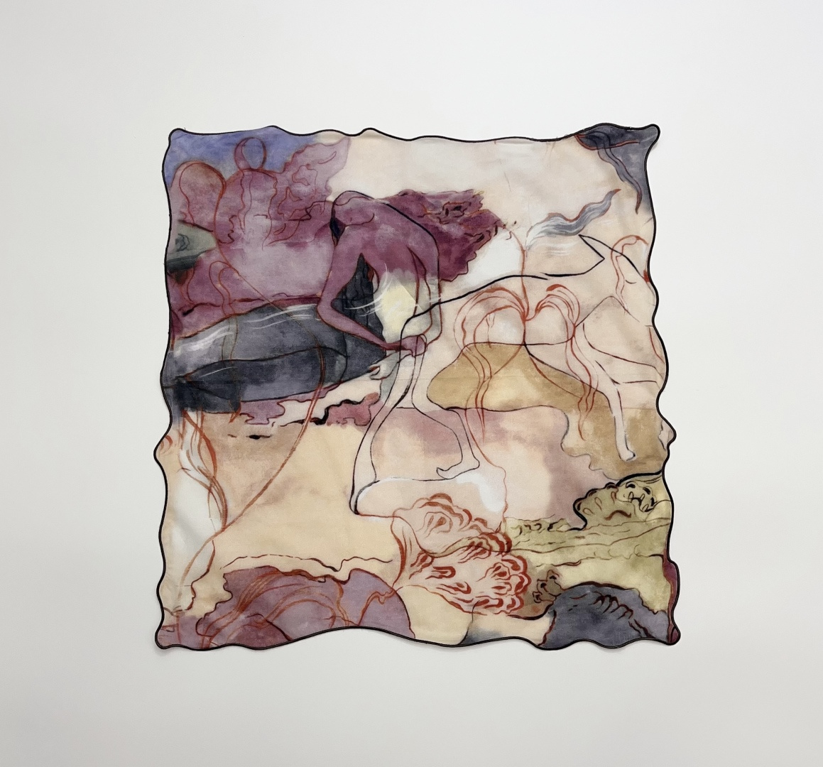 Lemaire Landscape Colorful Print Cotton Silk Scarf