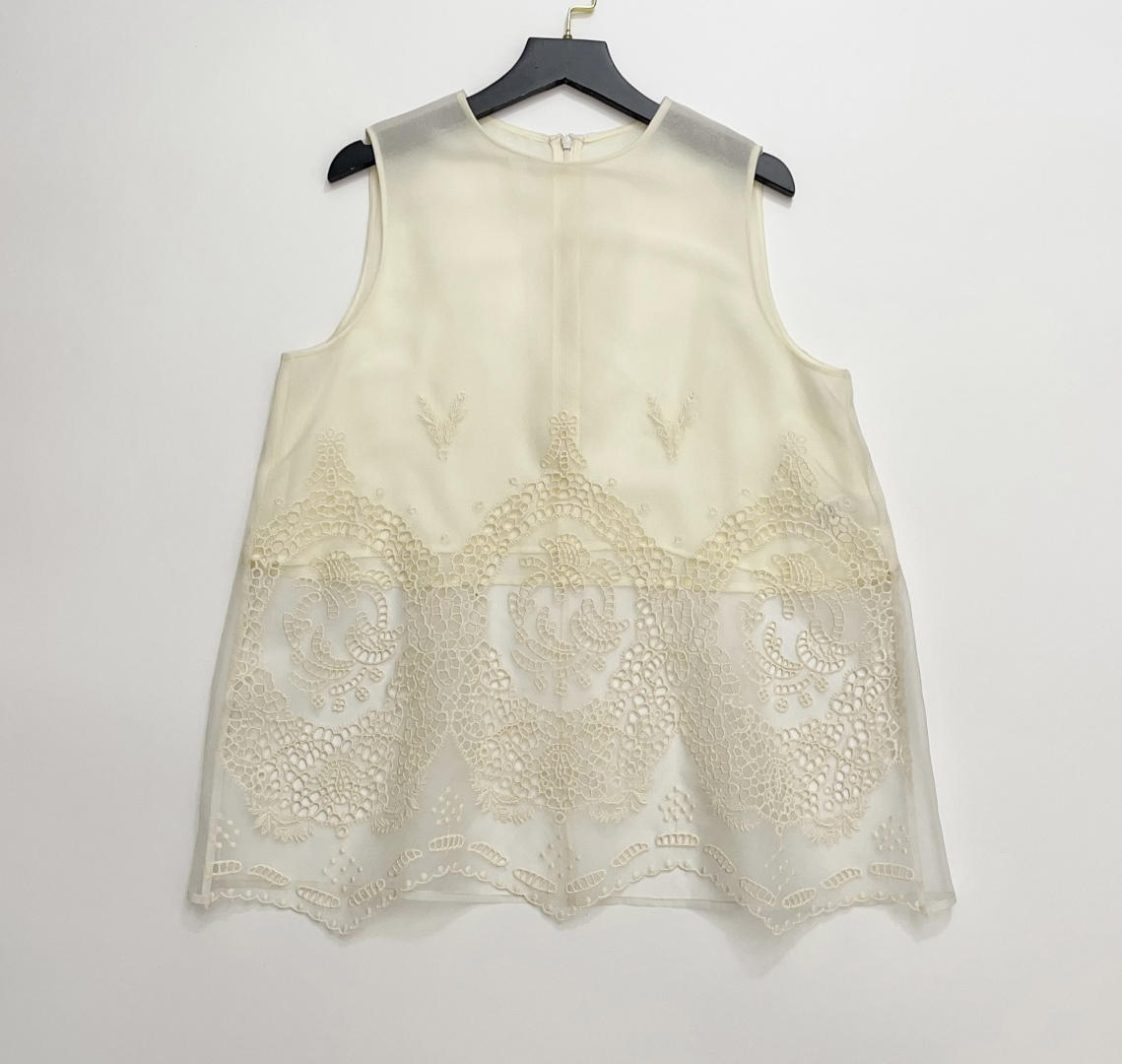 Love Heavy Silk Hand-Embroidered Hollow Lace Patchwork Semi-Sheer Camisole