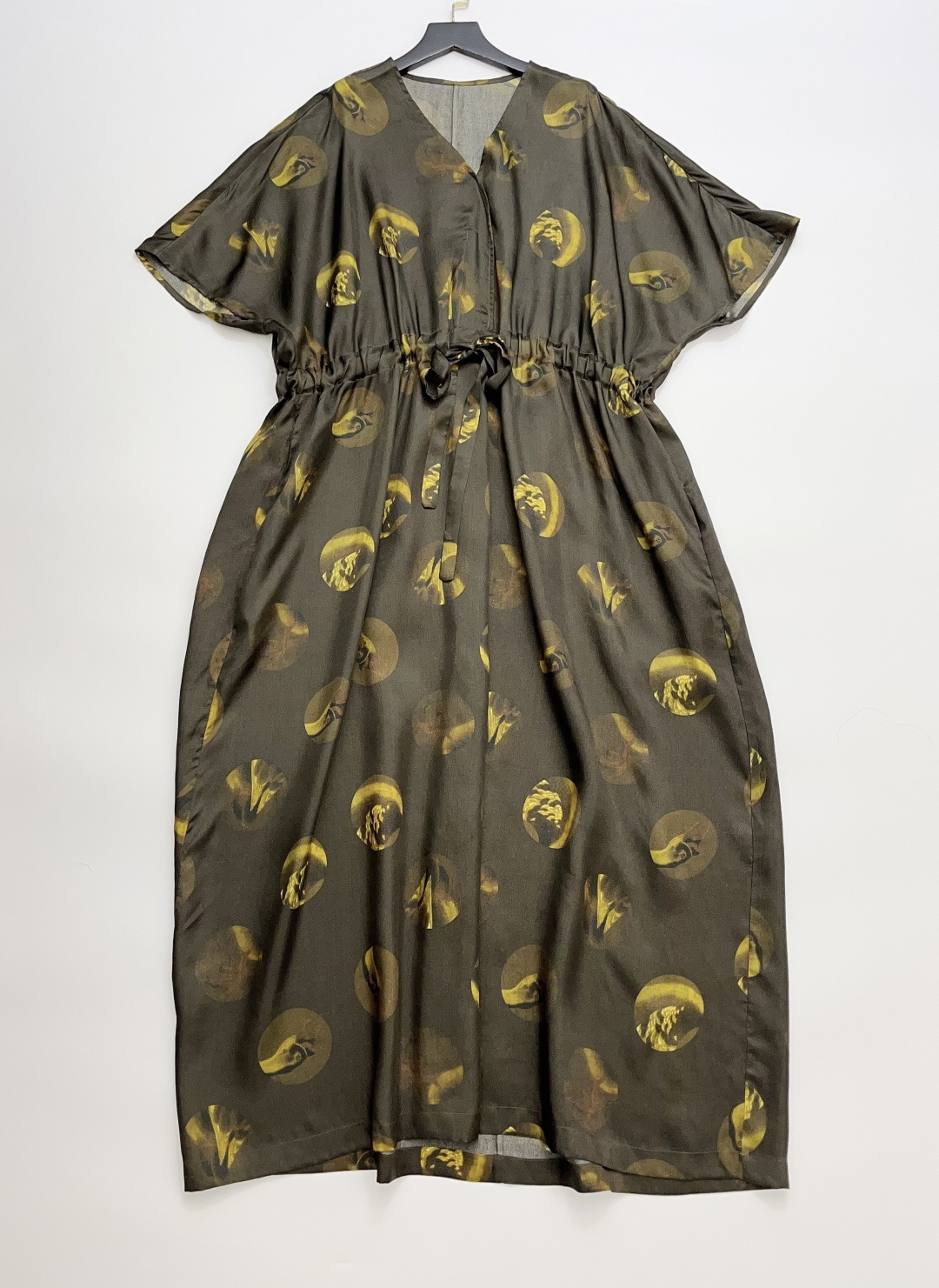 UMA V-Neck Drawstring Waist Tie Dress