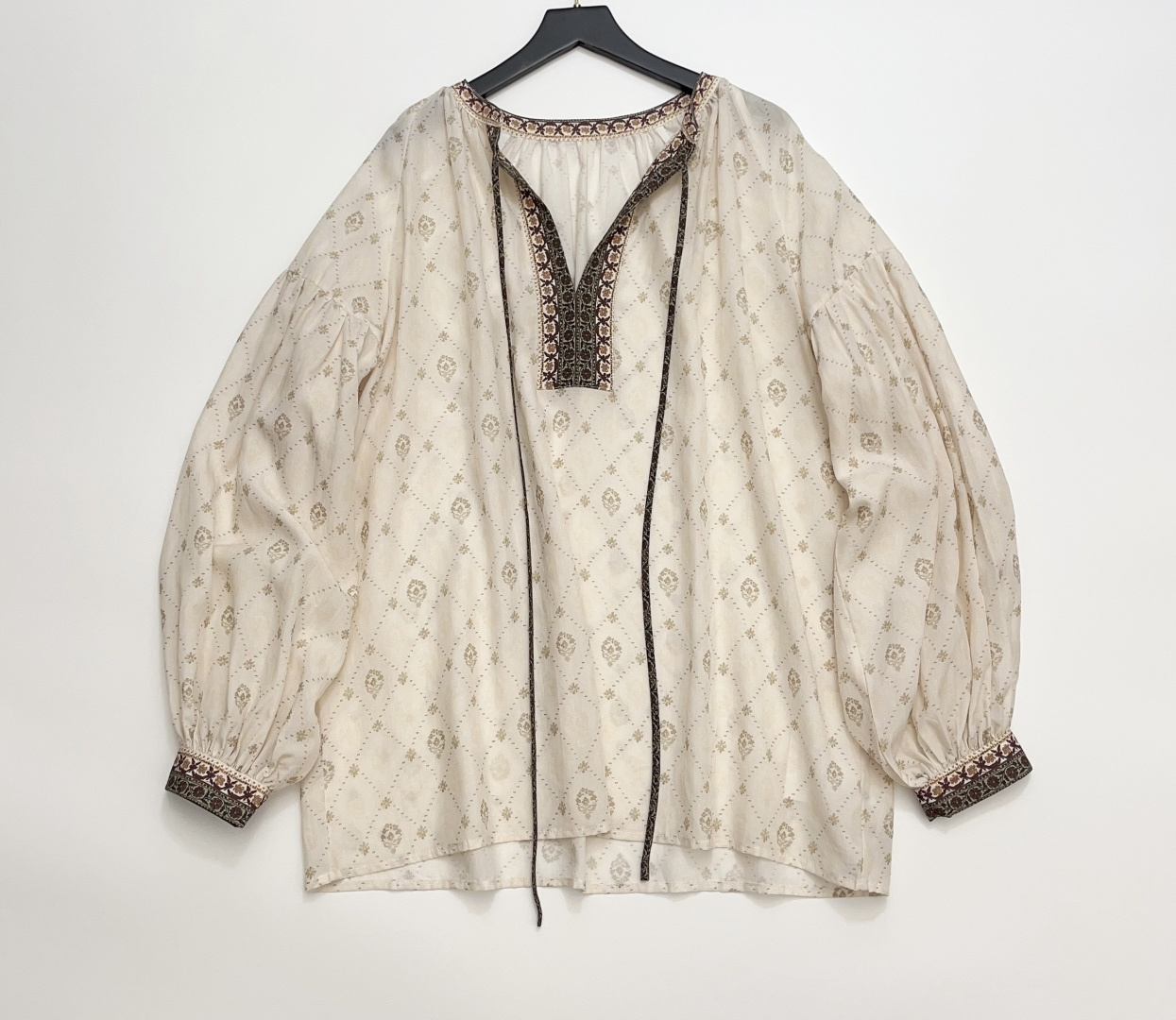 ODTD Retro Print Bohemian Resort Style Loose Shirt