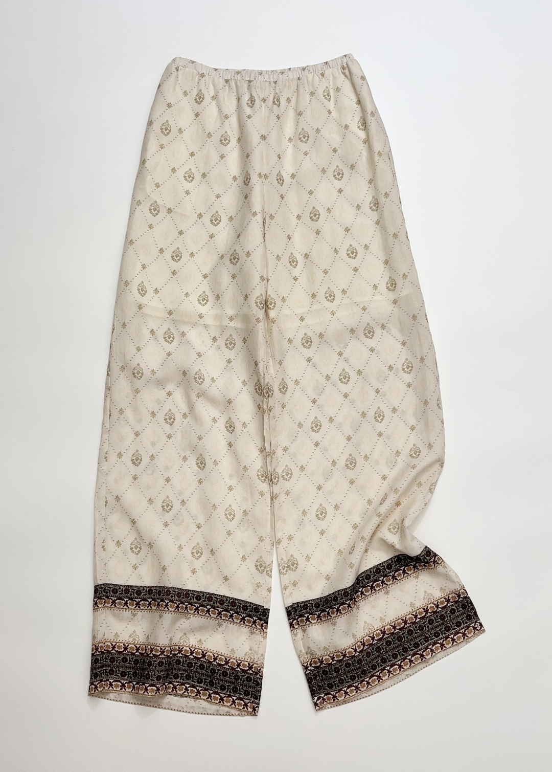 ODTD Retro Print Bohemian Resort Style Long Pants