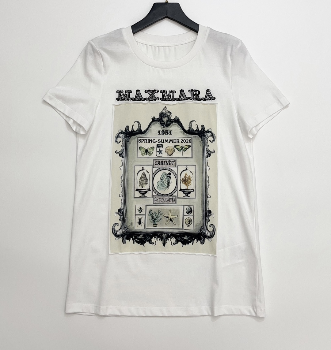 Max Mara Embroidered 2026 Spring/Summer Pure Cotton T-Shirt