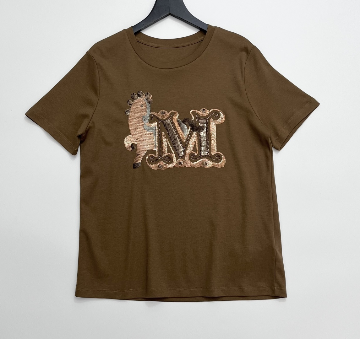 Max Mara Sequin Embellished Short Sleeve T-Shirt