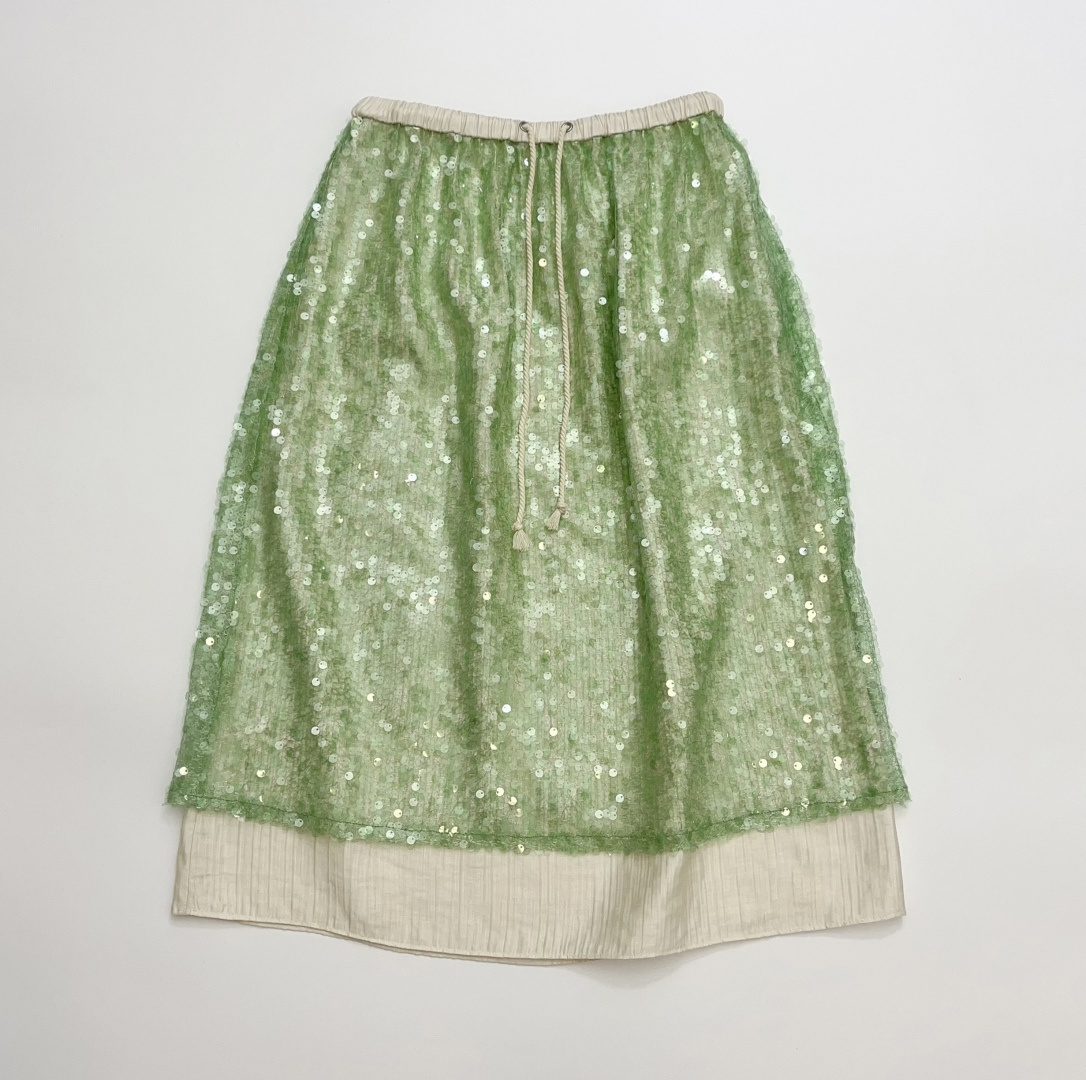 Dries Van Noten Sequin Design Elastic Drawstring Waist Skirt